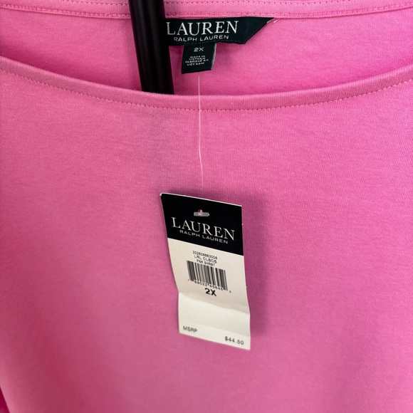 Lauren Ralph Lauren Pink Boatneck Top 3/4 Sleeves & Flounced Cuffs Women’s 2X - Picture 6 of 9